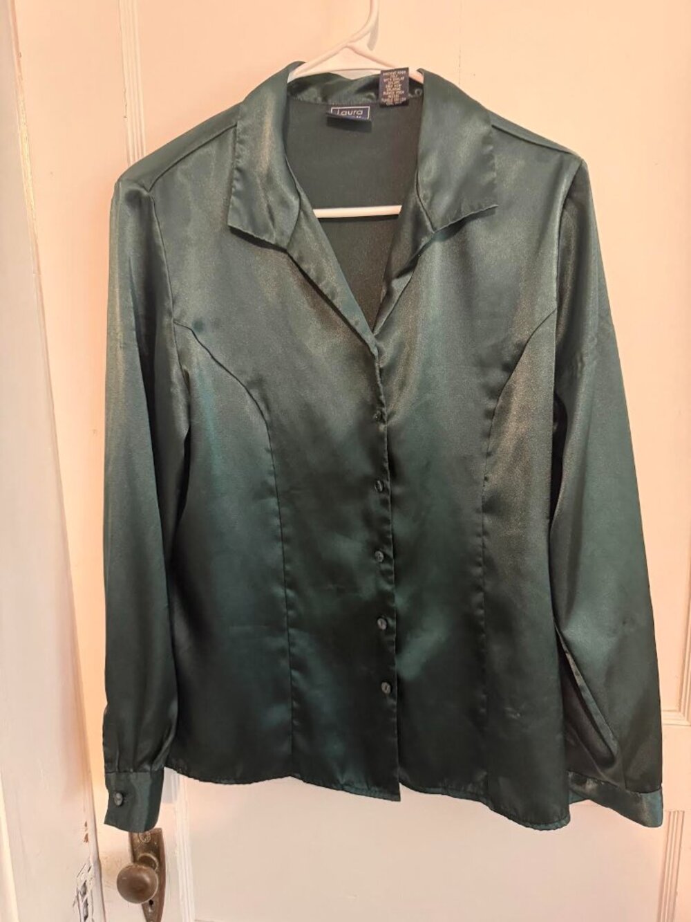 Satin Button Front Blouse